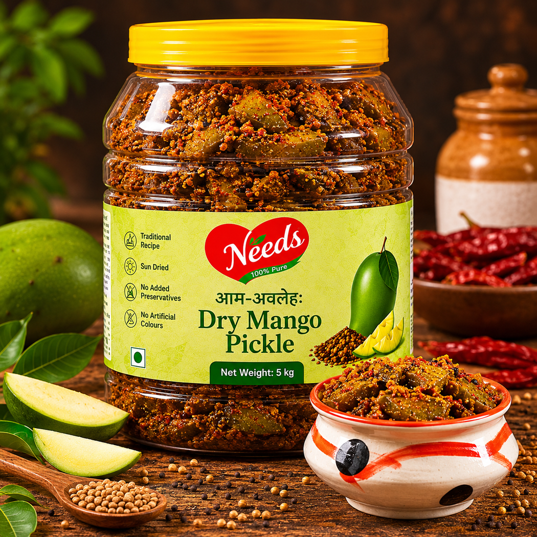 Needs Mango Pickle – Seedless Dry Mango & Green Mango Pickle (Oil) | 5 KG